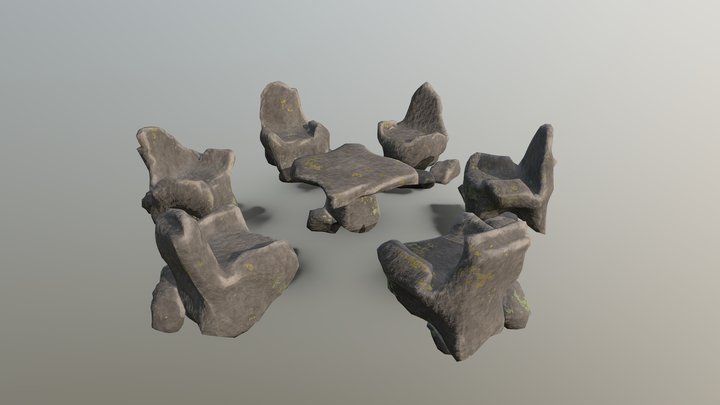 Stone Chair Circle 3D Model