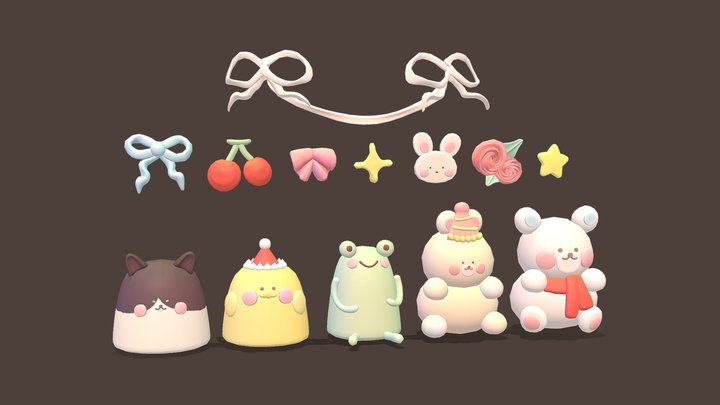 Kawaii Cute Decoration Icon for Cake 3D Model