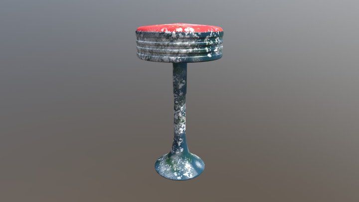 Painted Stool 3D Model