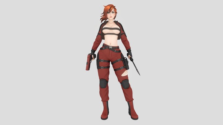 Tactical Combat Girl 3D Model