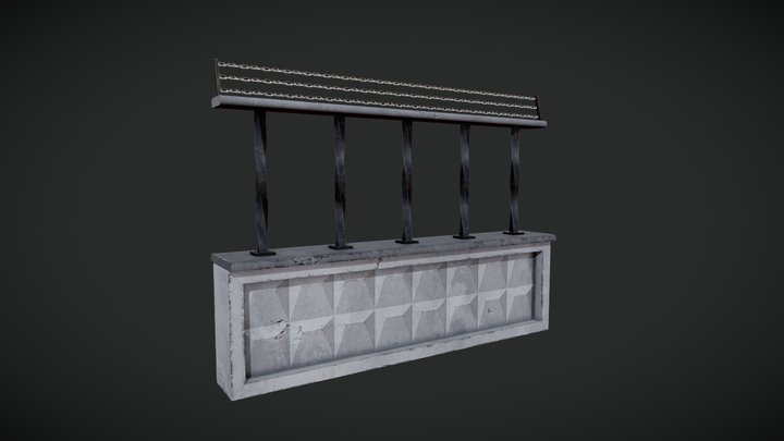 Fancy Concrete Wall (Low Poly) 3D Model