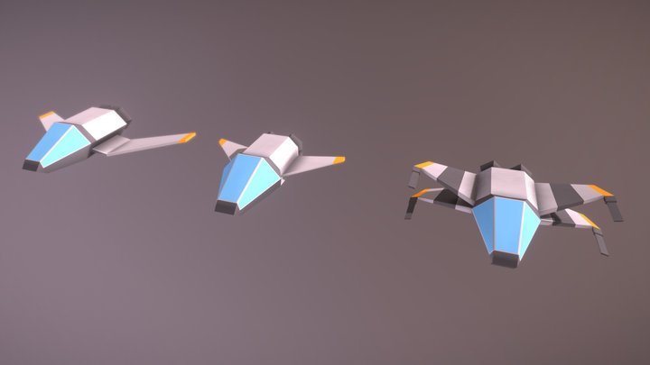 Low Poly Spaceships 3D Model