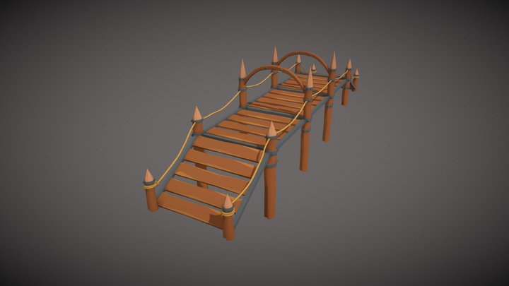 Low Poly Wooden Bridge 3D - Game Ready 3D Model