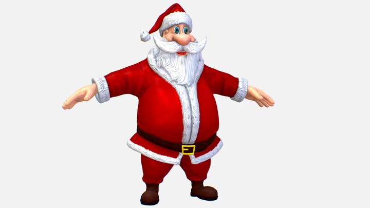 New cool Santa Claus with a big beautiful beard 3D Model