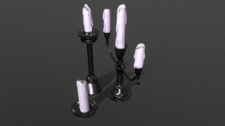 Vintage candles 3D Model