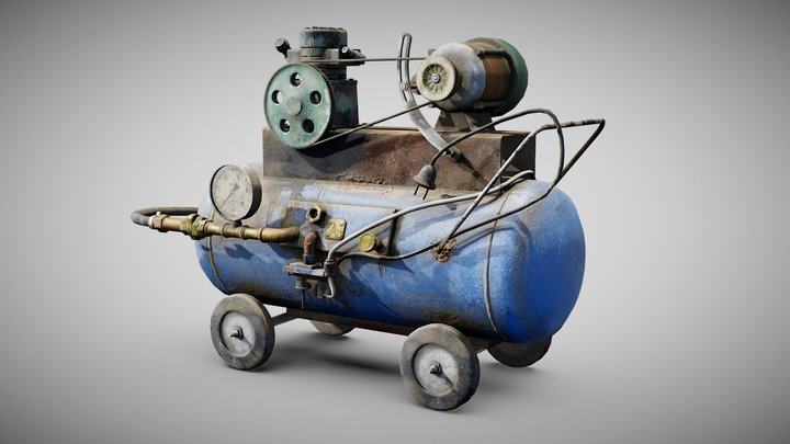 Old handmade air compressor tool 3D Model
