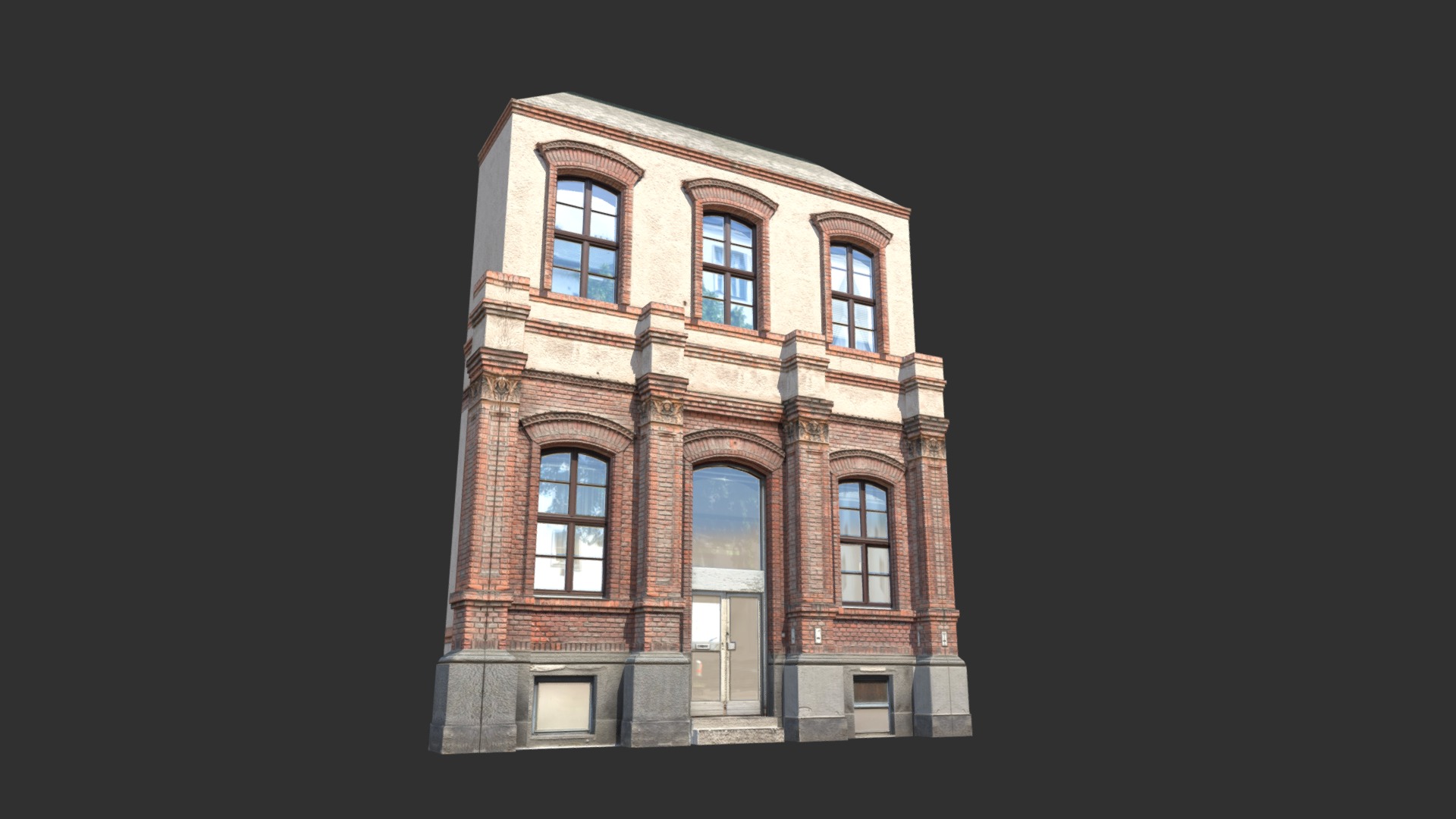 3D model Apartment House #63 Low Poly 3d Model - This is a 3D model of the Apartment House #63 Low Poly 3d Model. The 3D model is about a brick building with windows.