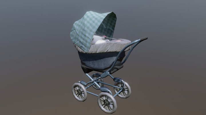 Baby stroller PBR, midpoly, game ready 3D Model