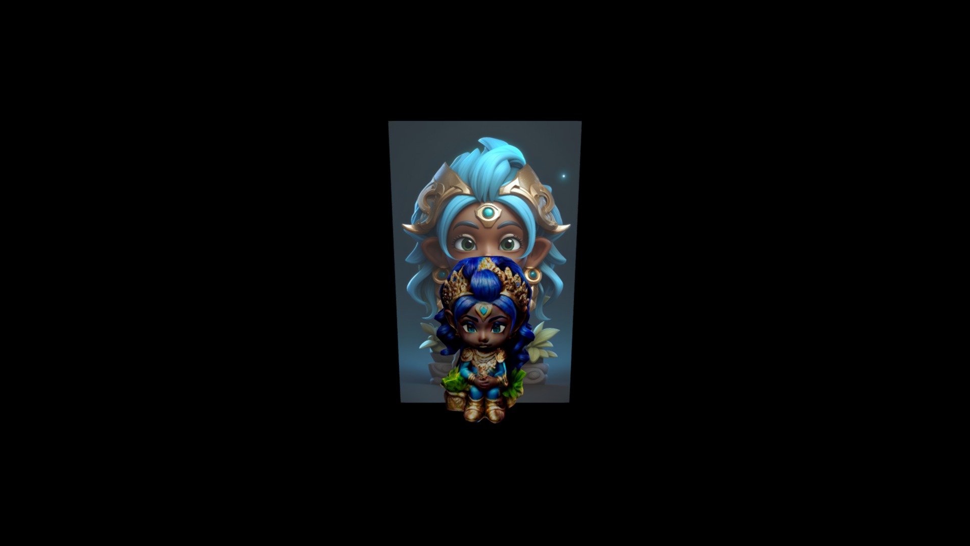 Chibi Warrior Princess A small, blue-haired w - Download Free 3D model ...