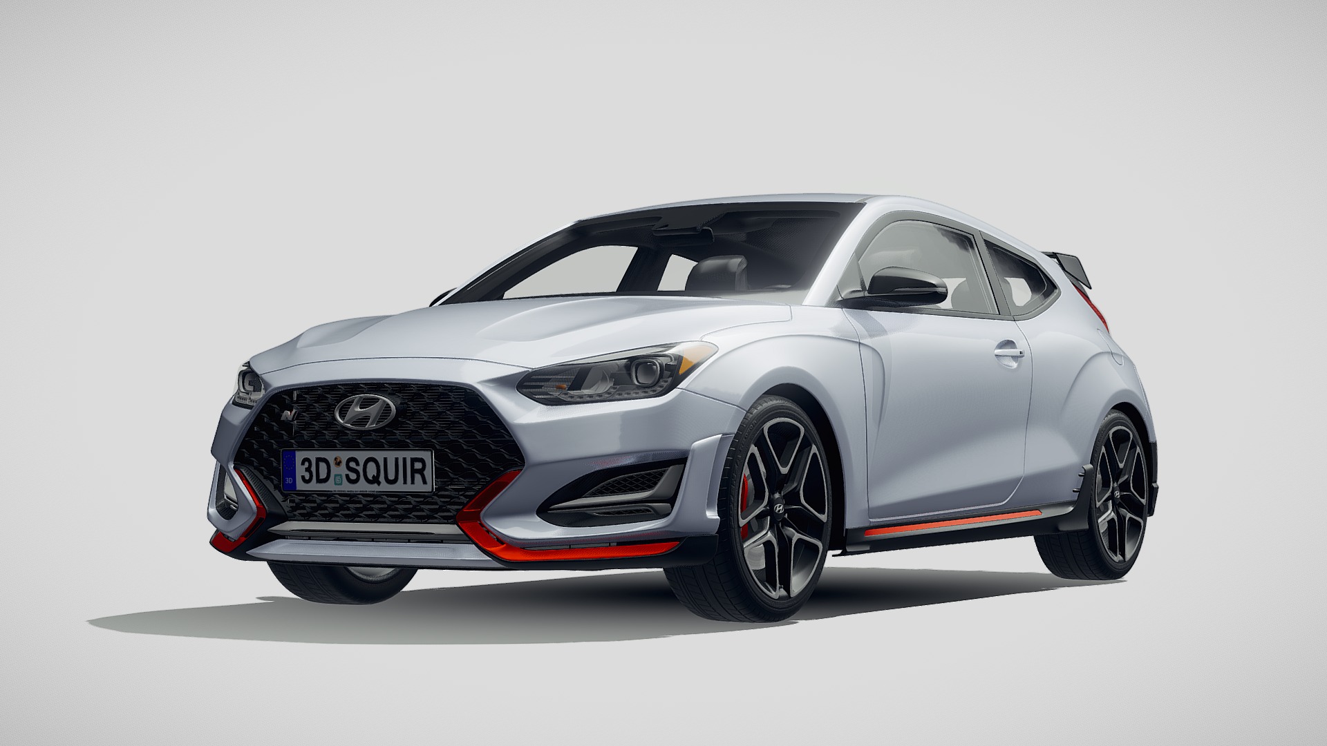 3D model Hyundai Veloster N 2019 - This is a 3D model of the Hyundai Veloster N 2019. The 3D model is about a silver sports car.