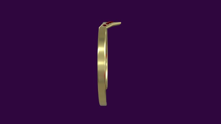 Gold ruby studded bracelet 3D Model