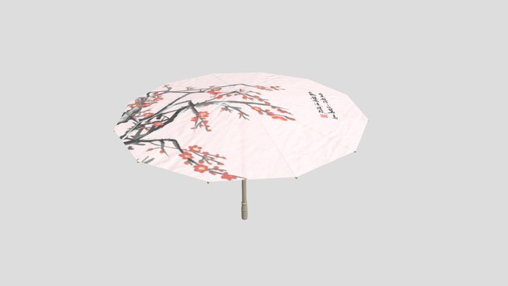 Chinese style Umbrella--light pink 3D Model