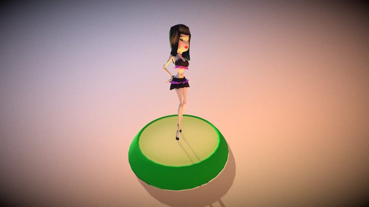 Gamer Girl with Actions 3D Model