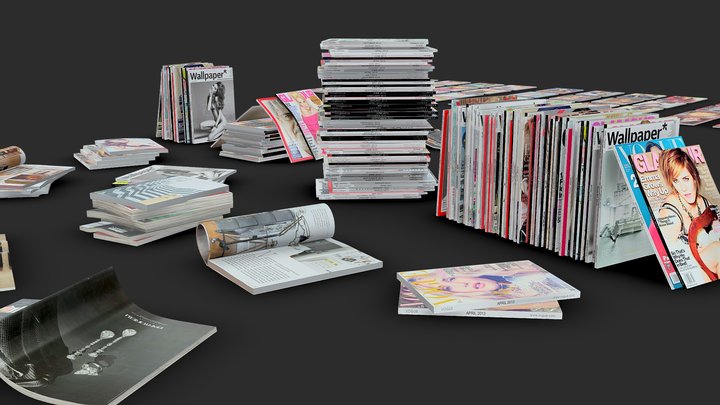Magazines set collection for interior decoration 3D Model