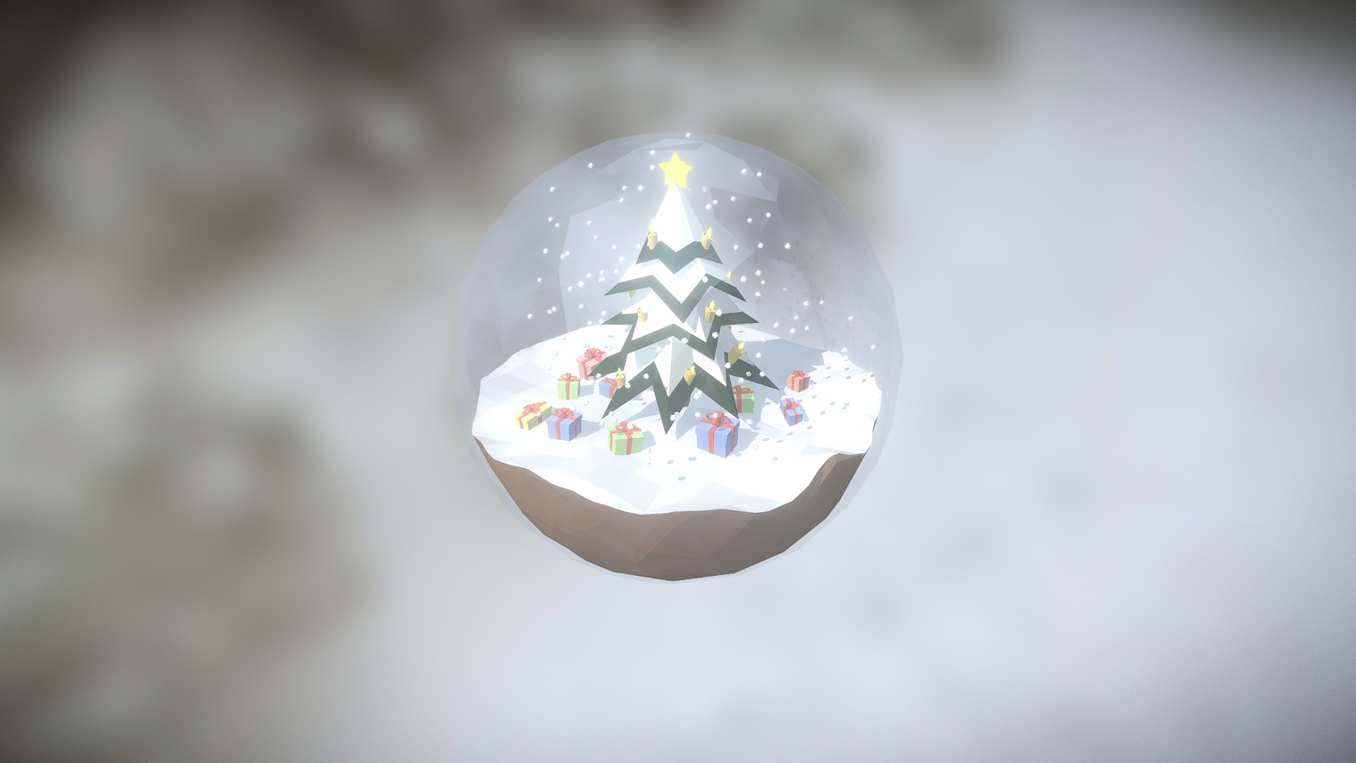 3D model Snow Glass Globe Low Poly - This is a 3D model of the Snow Glass Globe Low Poly. The 3D model is about a light bulb with a tree inside.