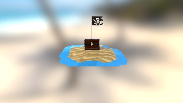 Cofre pirata+ peana 3D Model