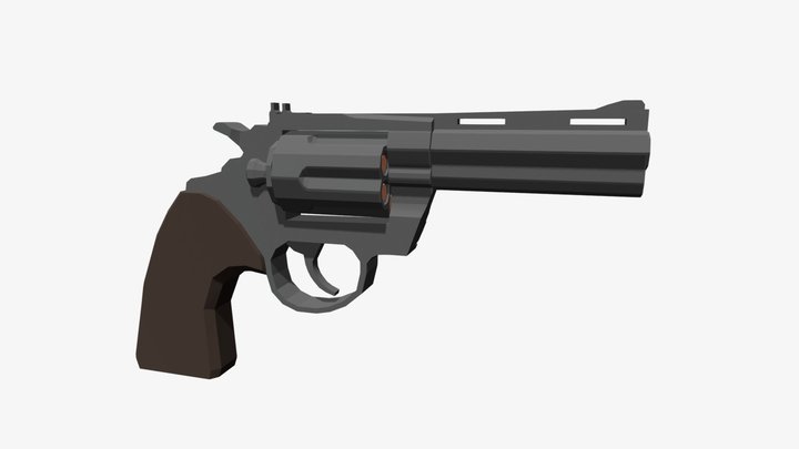 Low Poly Magnum Revolver 3D Model