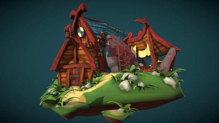 Stylized Building - Slippery Viking Runecaster 3D Model