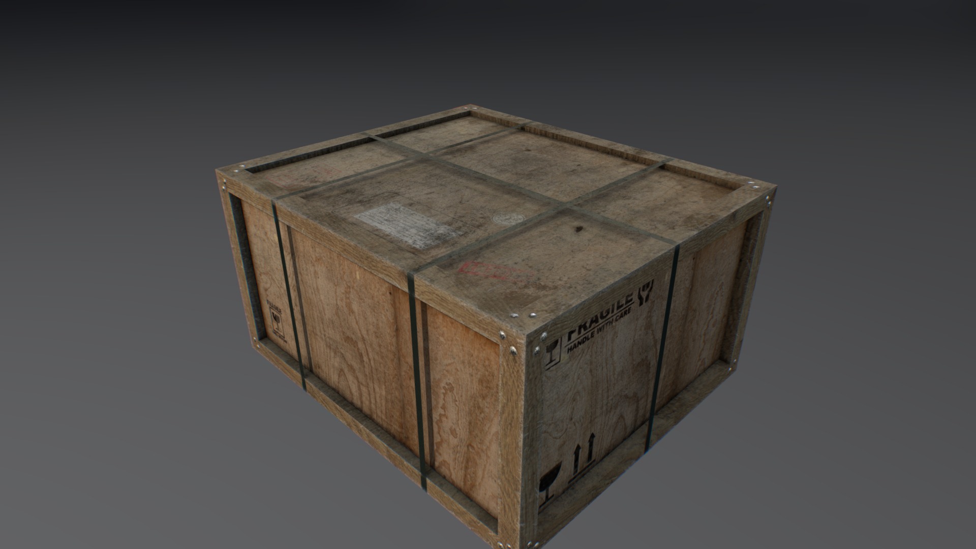 3D model Old wooden cago crate 8 - This is a 3D model of the Old wooden cago crate 8. The 3D model is about a wooden box with a metal lid.