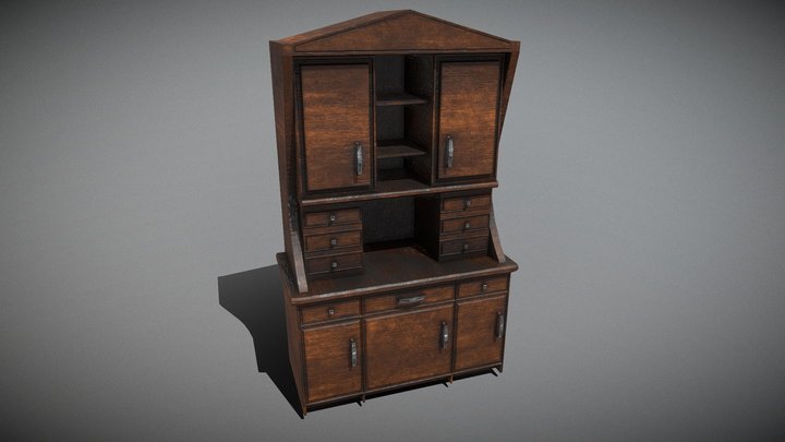 Old Wooden Cabinet 3D Model