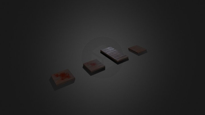 Horror-Themed Wooden Floor Set 1×1 & 1×2 Sizes 3D Model