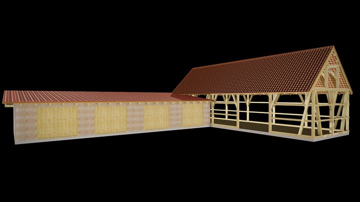 Garaże i stodoła 3D Model