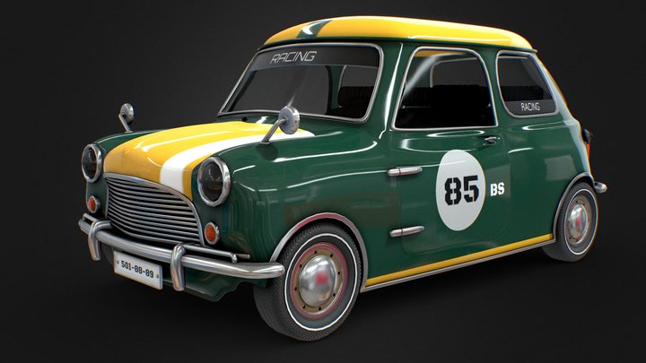 Carton Car Morris Mini Cooper 1275 3D Model