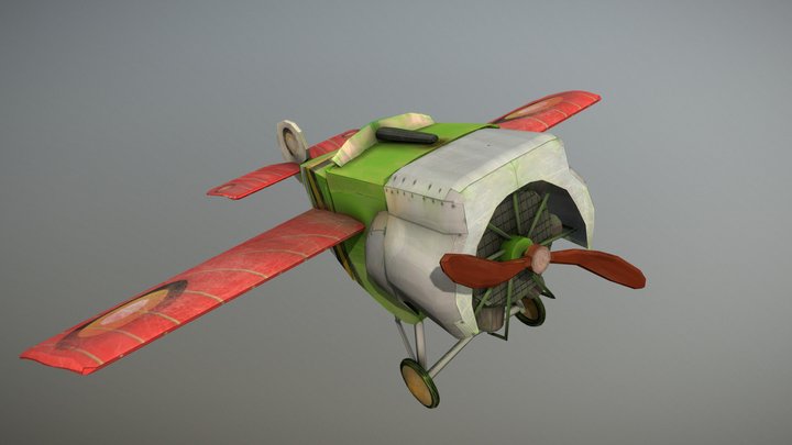 Stylized Plane a Fokker E.II 3D Model