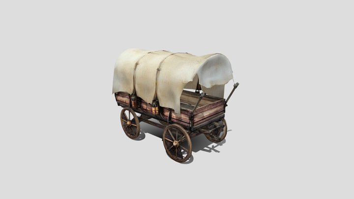 Wood vehicle trolley 3d model free