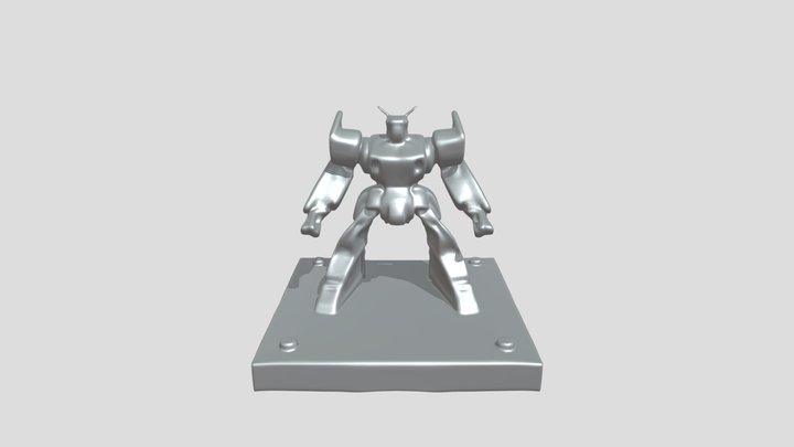 robotic action figure on display stand 3D Model