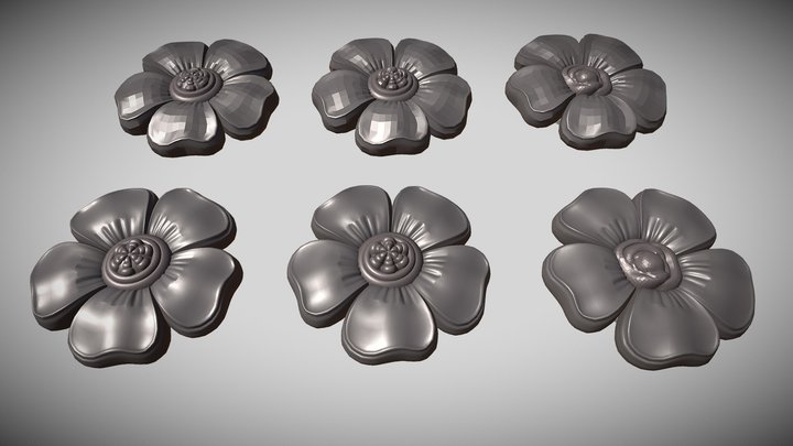 Marble flowers 3D Model