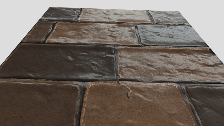 Hand Painted Lowpoly Floor Tileable 3D Model