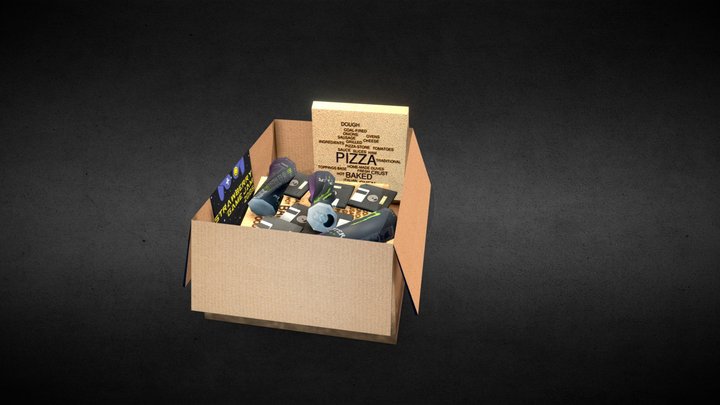 Low poly trash box 3D Model