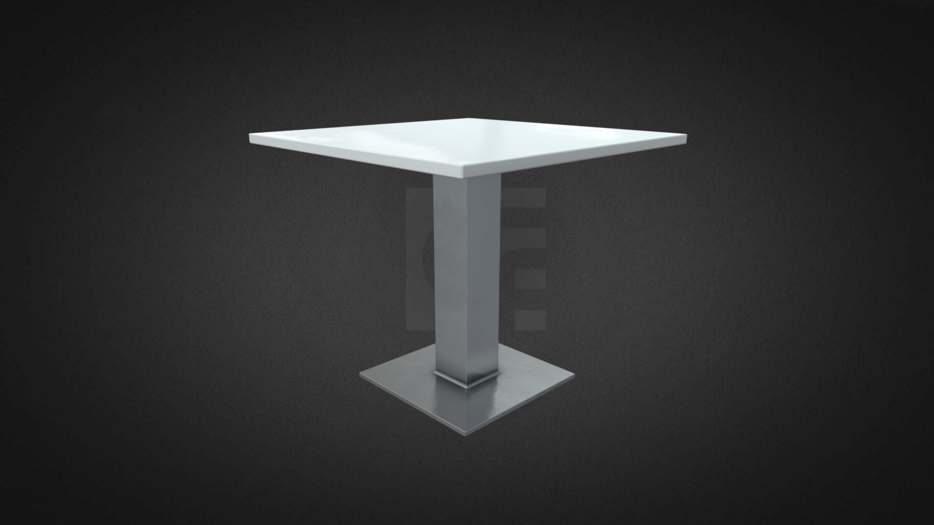 3D model Surf Table Square Hire - This is a 3D model of the Surf Table Square Hire. The 3D model is about a white and black logo.