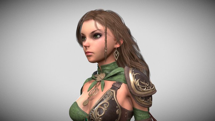 Cartoon Female Ranger 3D Model