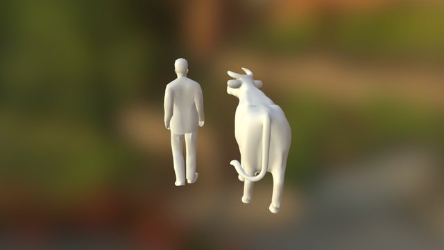 Модель коровы в размере относительно человека 3D Model