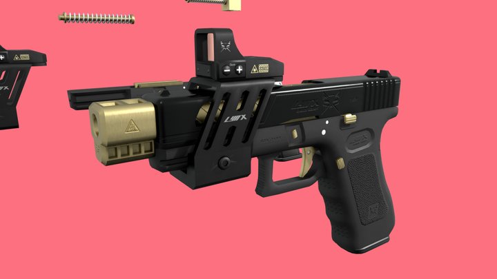 9mm Semi-Automatic Pistol 3D Model