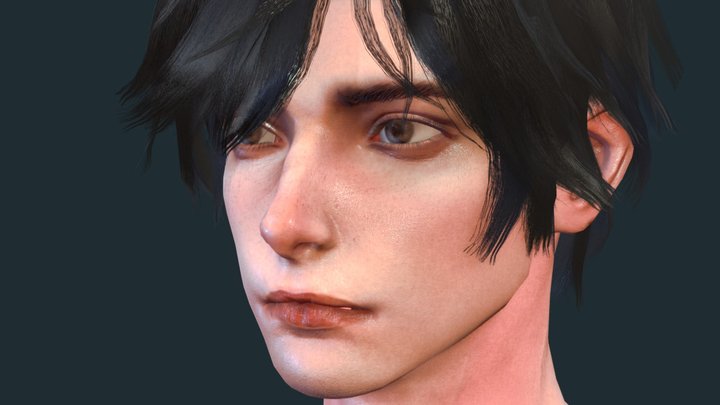 3D Head Male Low Poly 3D Model