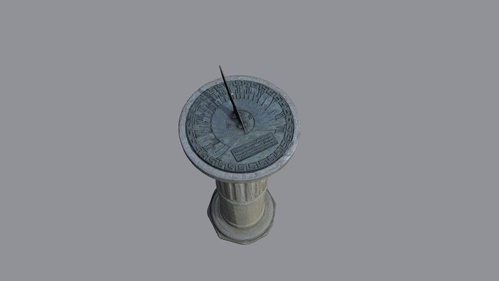 Antique & rusted bronze and Stone garden sundial 3D Model