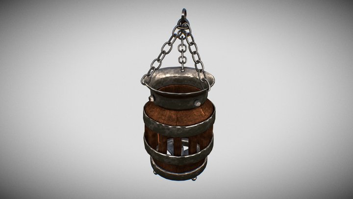 Medieval Wood & Metal Lantern 3D Model