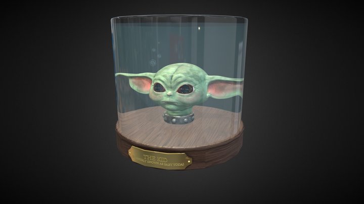 Baby Yoda's Head in a Jar 3D Model