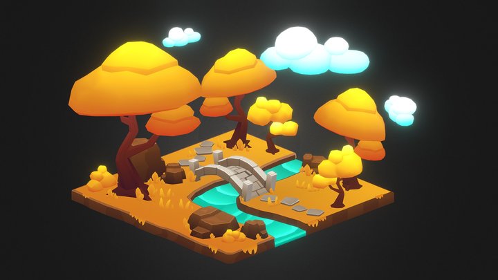 Autumn Day - Game Environment 3D Model