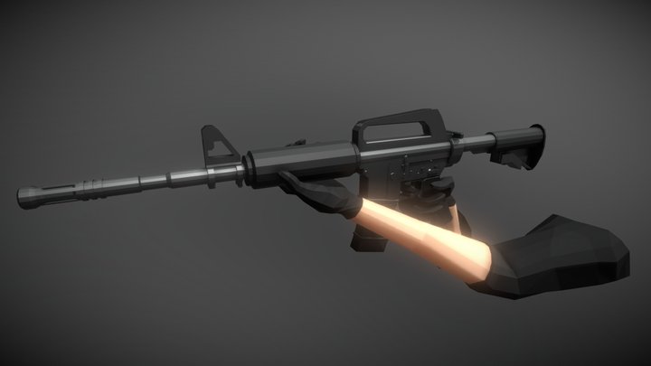 M4A1 Animated Low Poly 3D Model