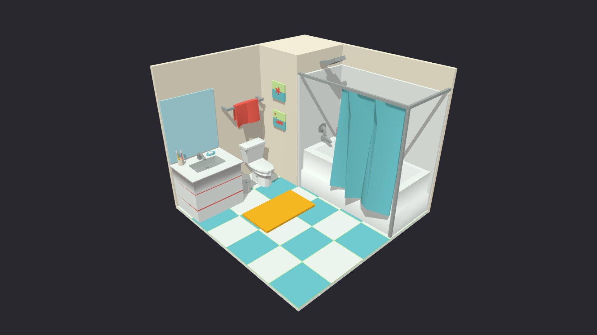 Bath Room 2 Low-poly 3D model - Buy Royalty Free 3D model by Mnostva ...