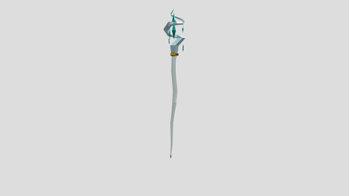 low-poly magic staff 3D Model