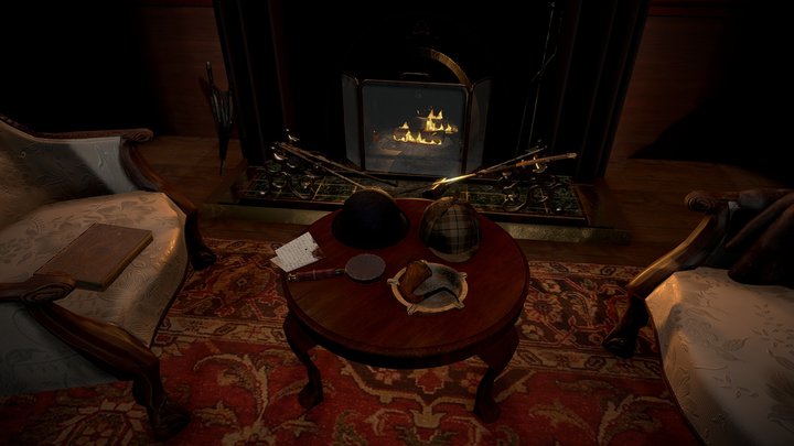 221B Baker St - Living Room  (1/7) - FIREPLACE 3D Model