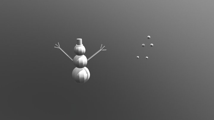 Snow Man and snow balls 3D Model