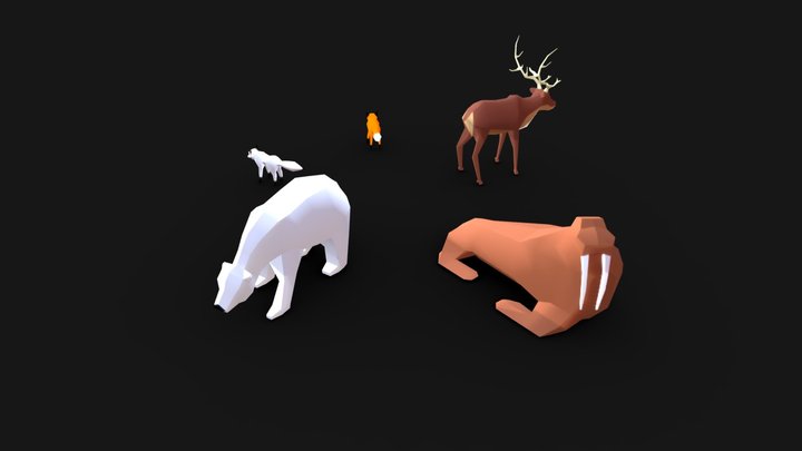 North Pole Animal Set - Lowpoly 3D Model
