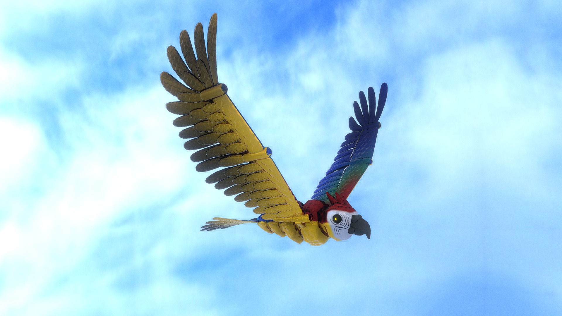 3D model MECH_PARROT_FLIGHT - This is a 3D model of the MECH_PARROT_FLIGHT. The 3D model is about a bird flying in the sky.