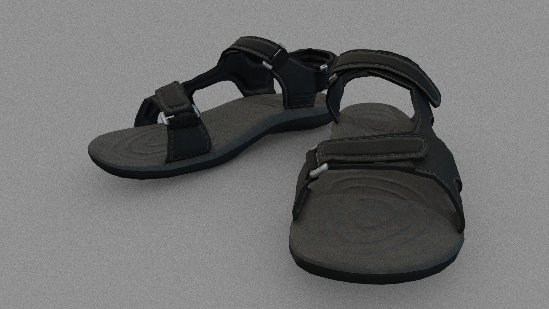 Classic black leather sandals with metal buckles - Buy Royalty Free 3D ...